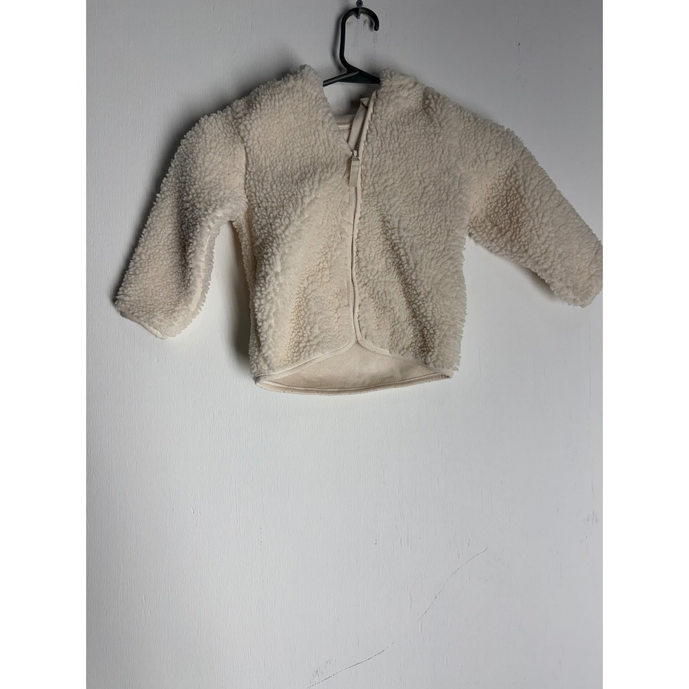 Wonder Nation Kids Cream Sherpa Fleece Hooded Zip Up Jacket Size 3T Neutral Cozy